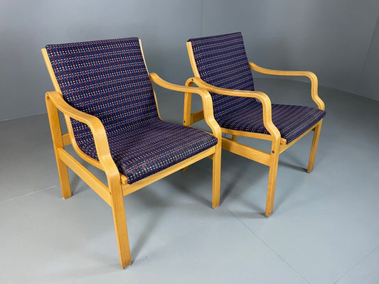 EB5066  Vintage Danish bentwood lounge chairs, Aalto Style, Farstrup. Retro MBEN