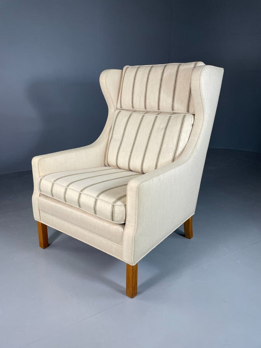 EB6620 Vintage Danish Lounge Chair Cream Wool Wing Back 1979s Retro MCM MNOR