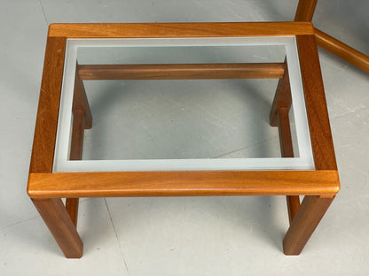 Vintage Teak And Glass Nesting Tables Retro 1980s EB8407 MWOO