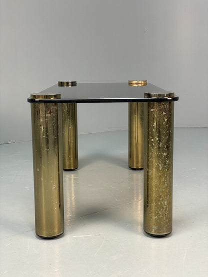 Vintage Rectangular Coffee Table Brass & Smoked Glass Zanuso Style EB8687 MWOO