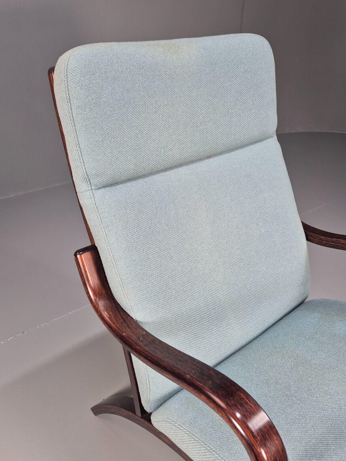 Vintage Danish Lounge Chair Blue Wool Bentwood Stouby 1980s Retro EB8849 M3SS