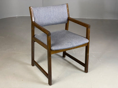 EB6154 Vintage Elbow Chair by Slagelse Oak Blue Cotton Danish Lounge MDIN