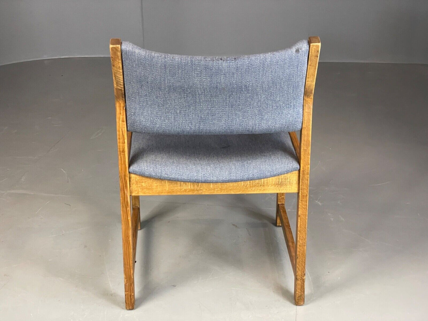 EB6160 Vintage Elbow Chair by Slagelse Oak Blue Cotton Danish Lounge MDIN