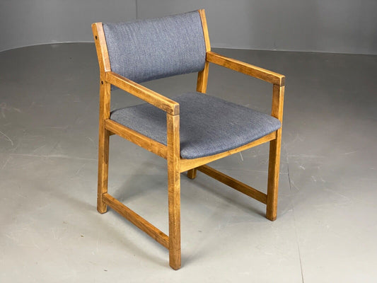 EB6158 Vintage Elbow Chair by Slagelse Oak Blue Cotton Danish Lounge MDIN