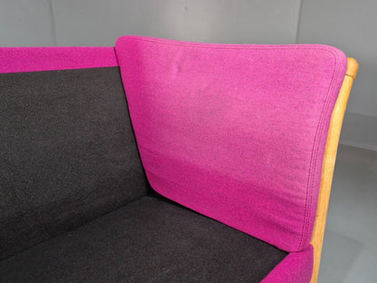 Vintage Danish 2 Seat Sofa Pink Wool Oak Frame Skalma MCM Retro EB7610 M2SS