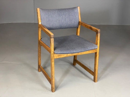 EB6165 Vintage Elbow Chair by Slagelse Oak Blue Cotton Danish Lounge MDIN