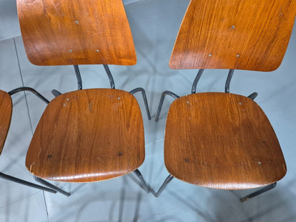 8 Vintage Danish Stacking Chairs Teak Plywood Steel Frame 1960 Retro EB8373 MSTA