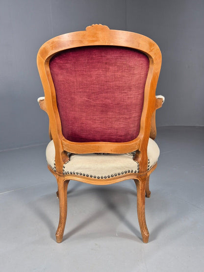 Vintage Danish Fauteuil Chair Embroidery French Antique Style 1963 EB8082 VCAR