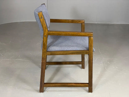 EB6151 Vintage Elbow Chair by Slagelse Oak Blue Cotton Danish Lounge MDIN