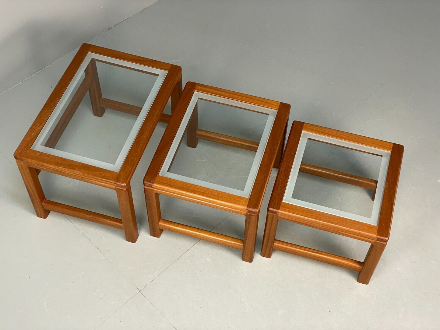 Vintage Teak And Glass Nesting Tables Retro 1980s EB8407 MWOO