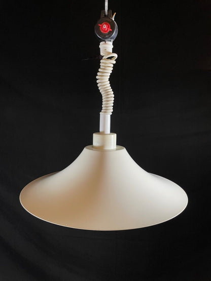 EB5087 Danish Mid Century White Aluminium Pleated Light Pendent, MCM Retro  LCLW