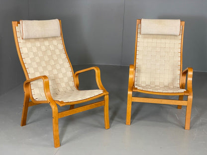 EB6140 Vintage Danish Bentwood Lounge Chairs Finn Østergard Style Beech MCM MBEN