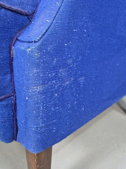 Vintage Danish Wingback Lounge Chair Blue Wool 1960s EB8468 VCLO