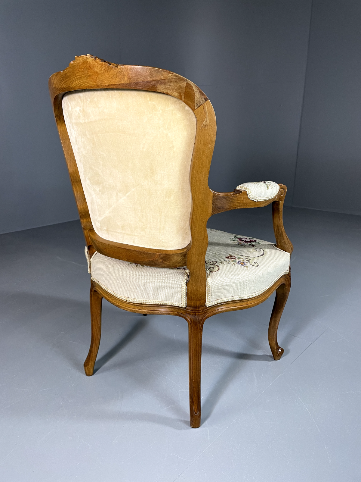 EB5726 Vintage Danish Fauteuil Chair, Louis XV Style, 1950s, Retro, Repro. VDIN