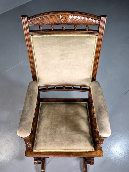 EB7358 Vintage American Style Rocking Chair Oak Frame Antique Style VWOO