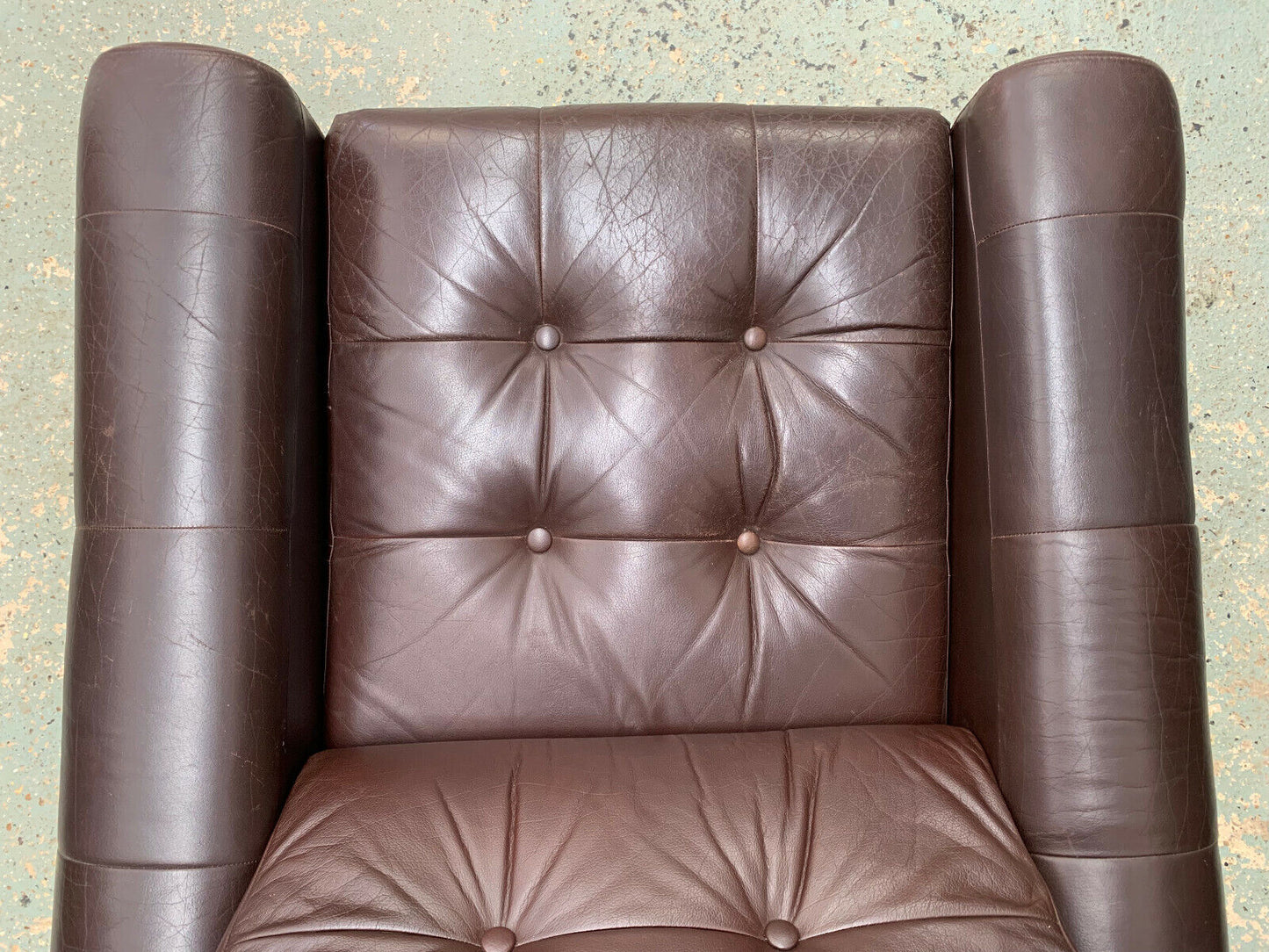 EB1748 Danish Brown Leather & Vinyl Lounge Chair from smoking household VLEA