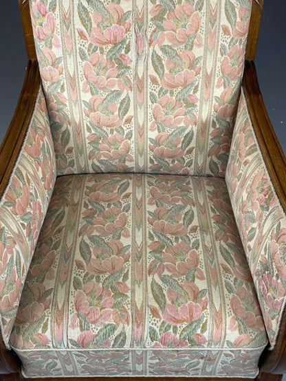 EB4510 Danish Circa 1930s Oak Framed Floral Upholstered Armchair, Retro, VCAR