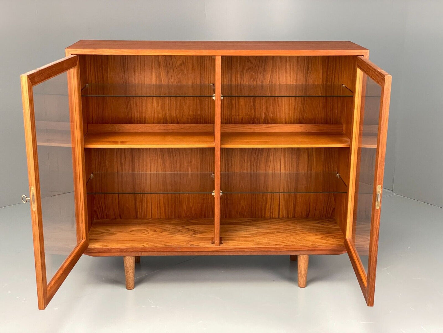 Vintage Danish Teak Glazed Bookcase 1970s Retro EB7943 MWOO