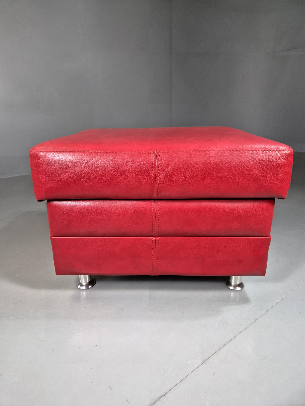 Vintage Danish Footstool Red Leather Retro EB7387 MFOO