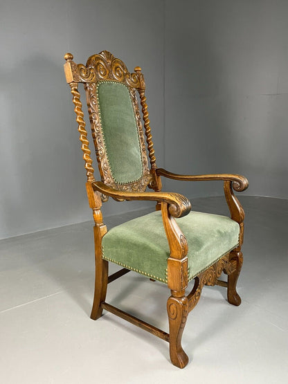 EB6699 Vintage Danish Lounge Chair 17th Century Style  Oak Antique Style VCLO