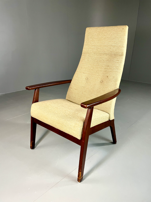 EB6014 Vintage Danish Style Highback Lounge Chair, Wood Arms, MCM, Retro, MNOR