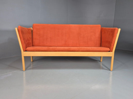 Vintage Danish 3 Seat sofa Orange Stickback Kvist Retro MCM 1970s EB7469 M3SS