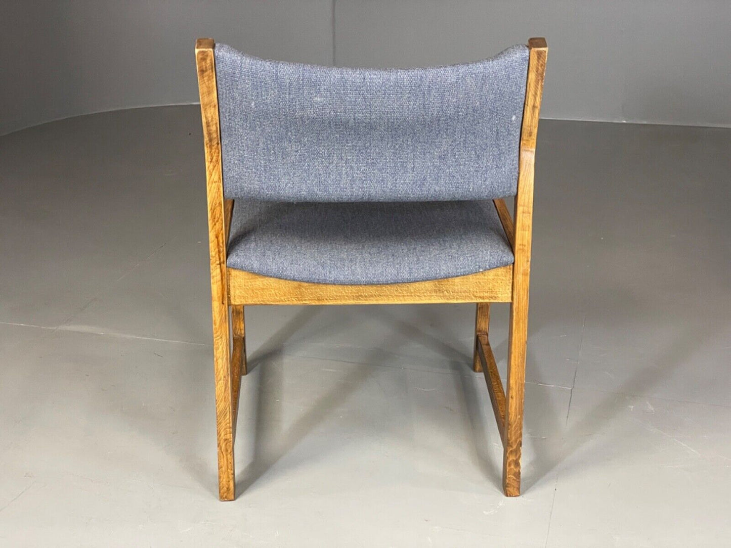 EB6166 Vintage Elbow Chair by Slagelse Oak Blue Cotton Danish Lounge MDIN