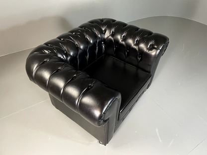 EB6358 Vintage Chesterfield Black Vegan Leather Retro VCHE