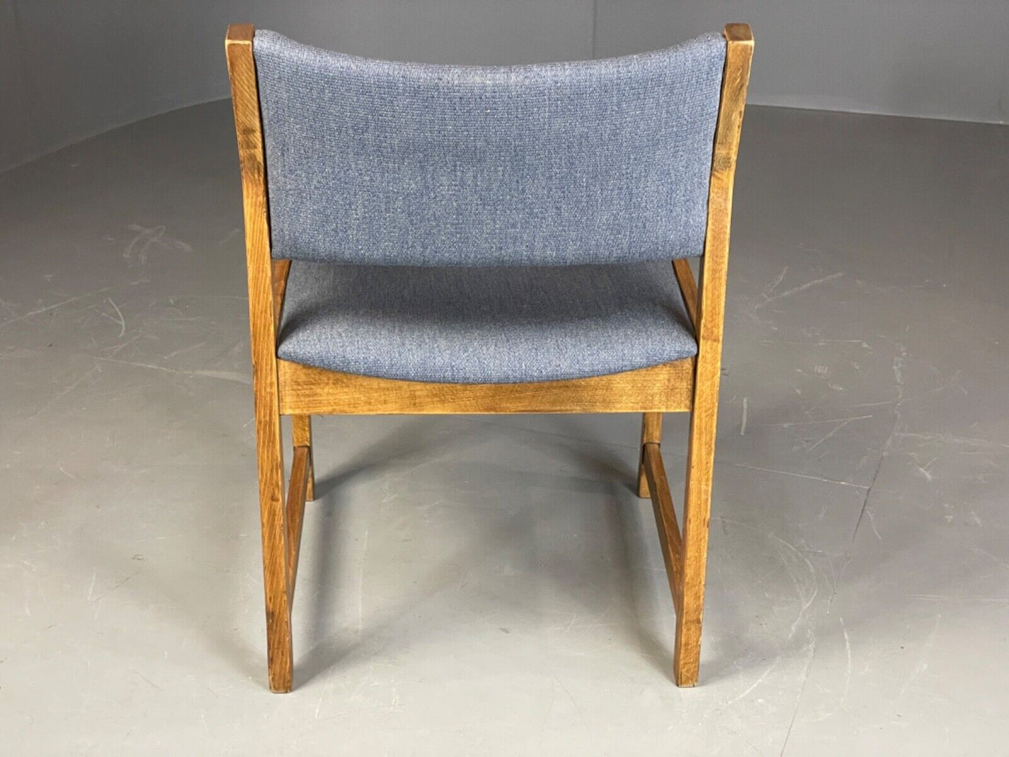 EB6163 Vintage Elbow Chair by Slagelse Oak Blue Cotton Danish Lounge MDIN