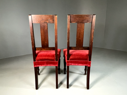 EB6328 2 Vintage Danish Dining Chairs Pine Beech Red Antique 1920s VDIN