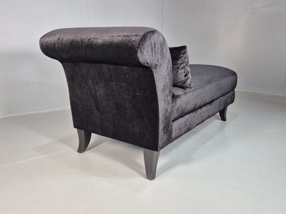 Vintage Chaise Lounge Black Velvet Velour Modern EB8202 VCHA