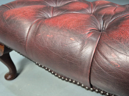 Vintage Footstool Oxblood Leather Chesterfield Style Antique Style EB8186 VCHE