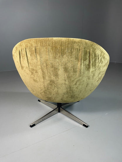 EB6410 Vintage Danish Swivel Bucket Chair Gold Velour Upholstery Retro MCM MSWI