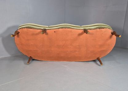 Vintage Three Seat Sofa French Regency Beech And Green Velour Button EB8012 V3SS