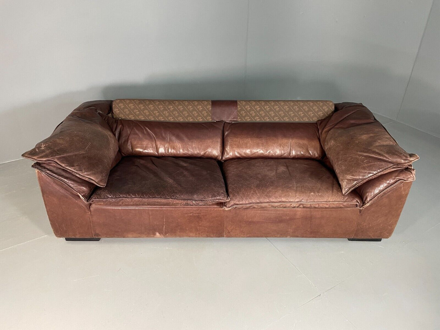 EB6933 Vintage Danish 3 Seat Sofa Brown Leather N Eilersen 1980s Retro MCM BM3SS