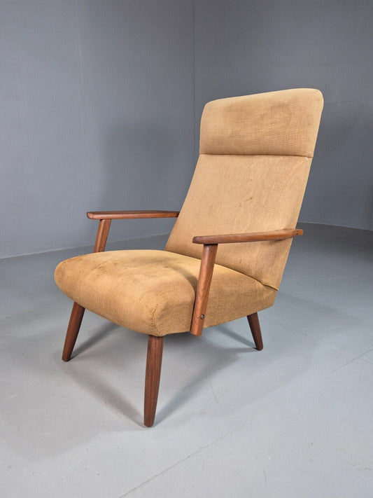 Vintage Danish Lounge Chair Beige Teak frame 1960s Retro MCM EB8210 MNOR