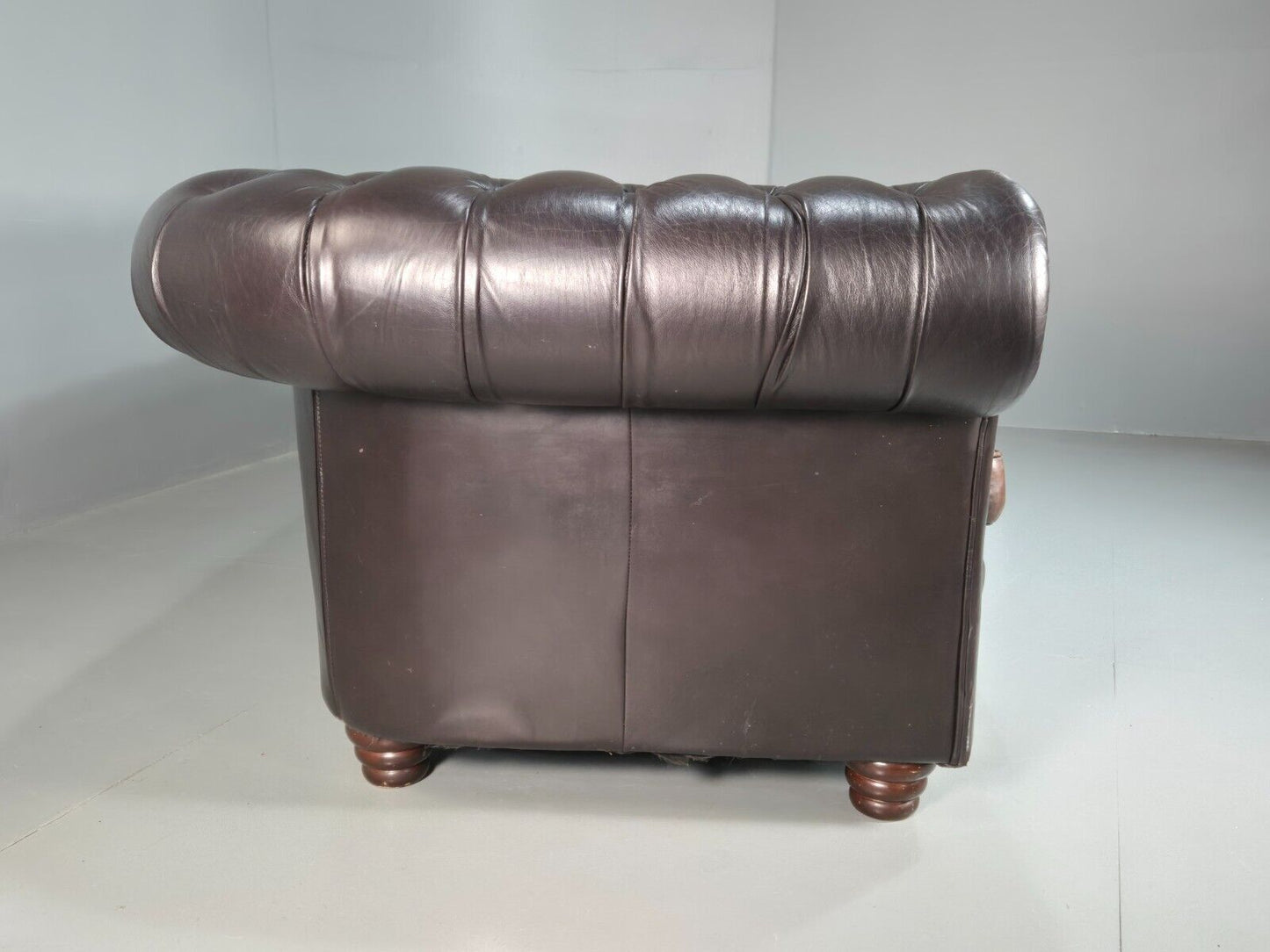 Vintage 3 Seat Chesterfield Sofa Brown Leather  Deep Buttoned EB8172 VCHE