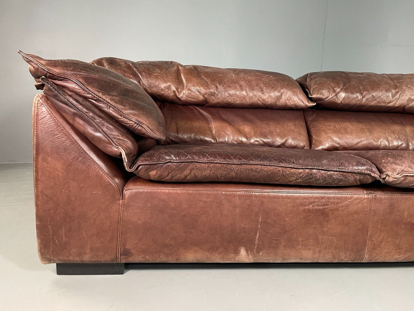 EB6933 Vintage Danish 3 Seat Sofa Brown Leather N Eilersen 1980s Retro MCM BM3SS