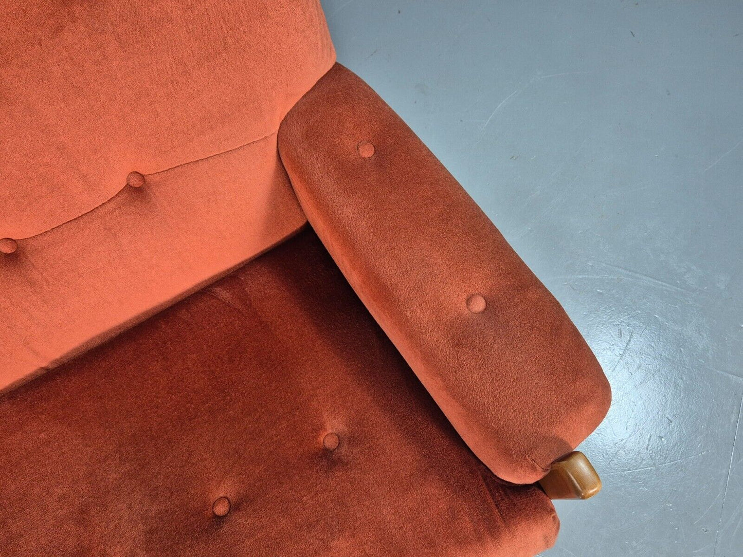 Vintage 2 Seat Sofa Plum Velour Beech Frame Cintique Retro 1960s EB8226 M2SS