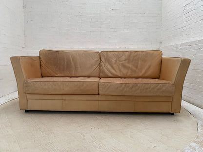 EB3355 Danish Skalma Tan Leather Two to Three Seat Sofa Mid-Century Modern M3SS