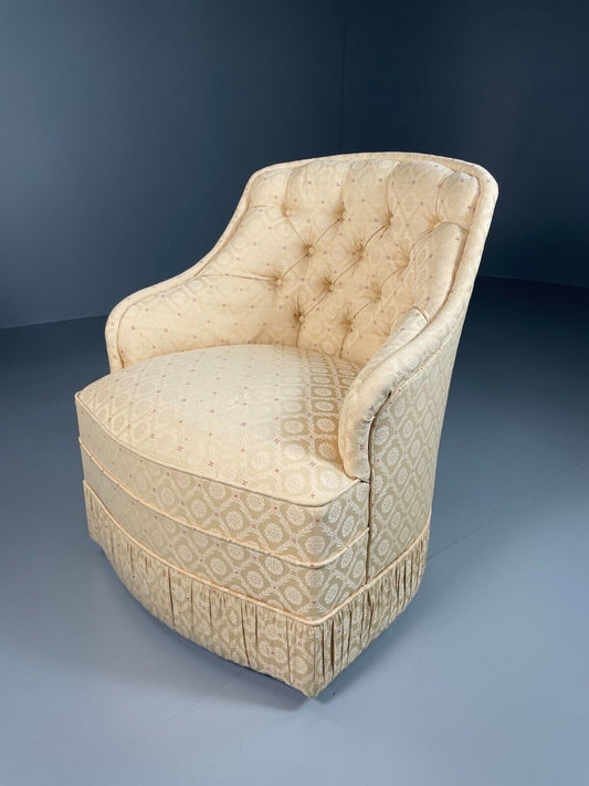 EB6572 Small Gold Tub Chair Regal Pattern Fabric Antique Style Seating VCLO