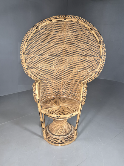 EB7116 Vintage Bamboo Cane Peacock Chair 1980s Retro VBER