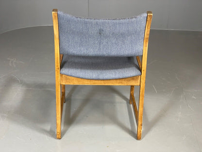 EB6150 Vintage Elbow Chair by Slagelse Oak Blue Cotton Danish Lounge MDIN