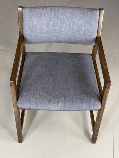 EB6151 Vintage Elbow Chair by Slagelse Oak Blue Cotton Danish Lounge MDIN