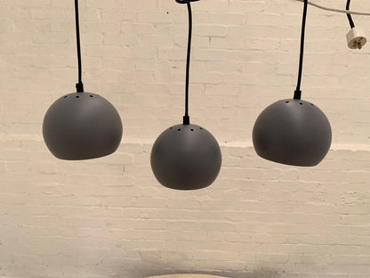 EB3456 Set of Three Small Danish Grey Steel Ball Pendant Ceiling Lamps LCLC