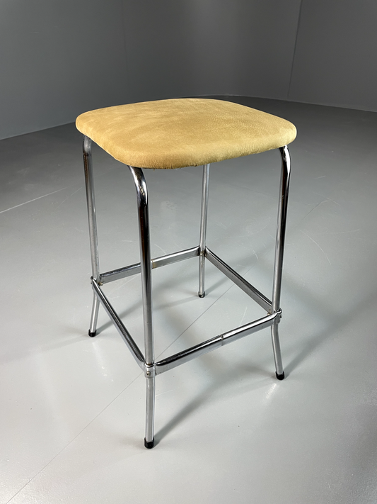 EB6002 Vintage Steel and Leather Kitchen or Bar Stool, Retro, 1970s, MDIN