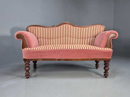 Vintage Danish 2 Sea Sofa Pink Mahogany Camel Back 1900s Antique EB8017 V2SS