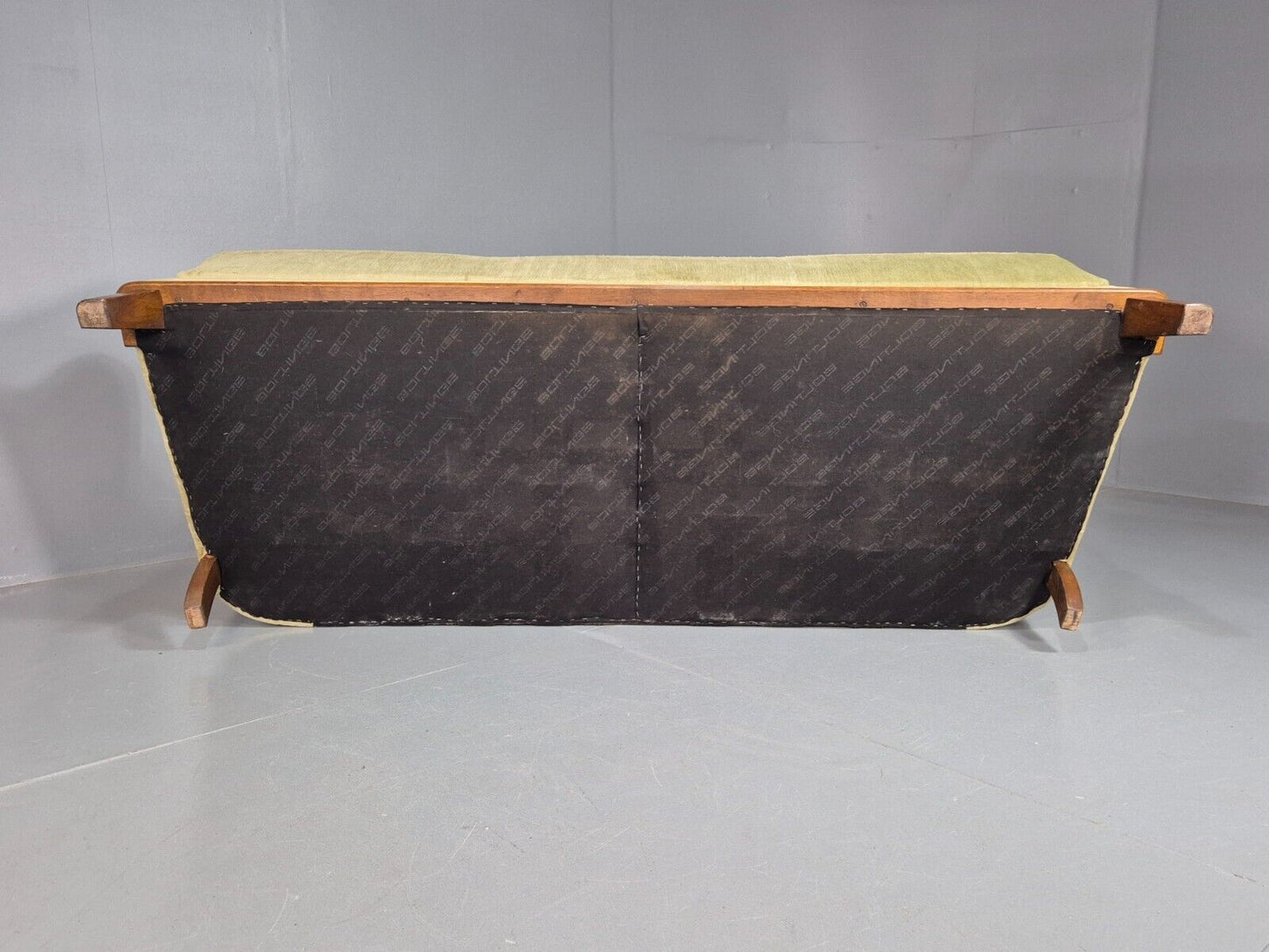 Vintage Danish 3 Seat Sofa Green Velour Oak Detail Art Deco 1930s EB7828 M3SS