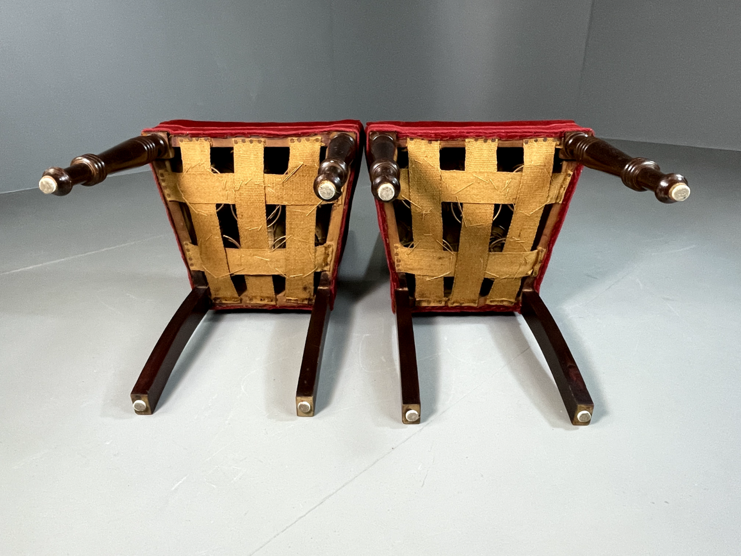 EB6328 2 Vintage Danish Dining Chairs Pine Beech Red Antique 1920s VDIN