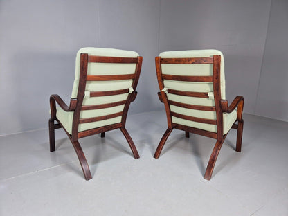 Pair Of Vintage Danish Stouby Mint Green Bentwood Armchairs EB8521 MBEN